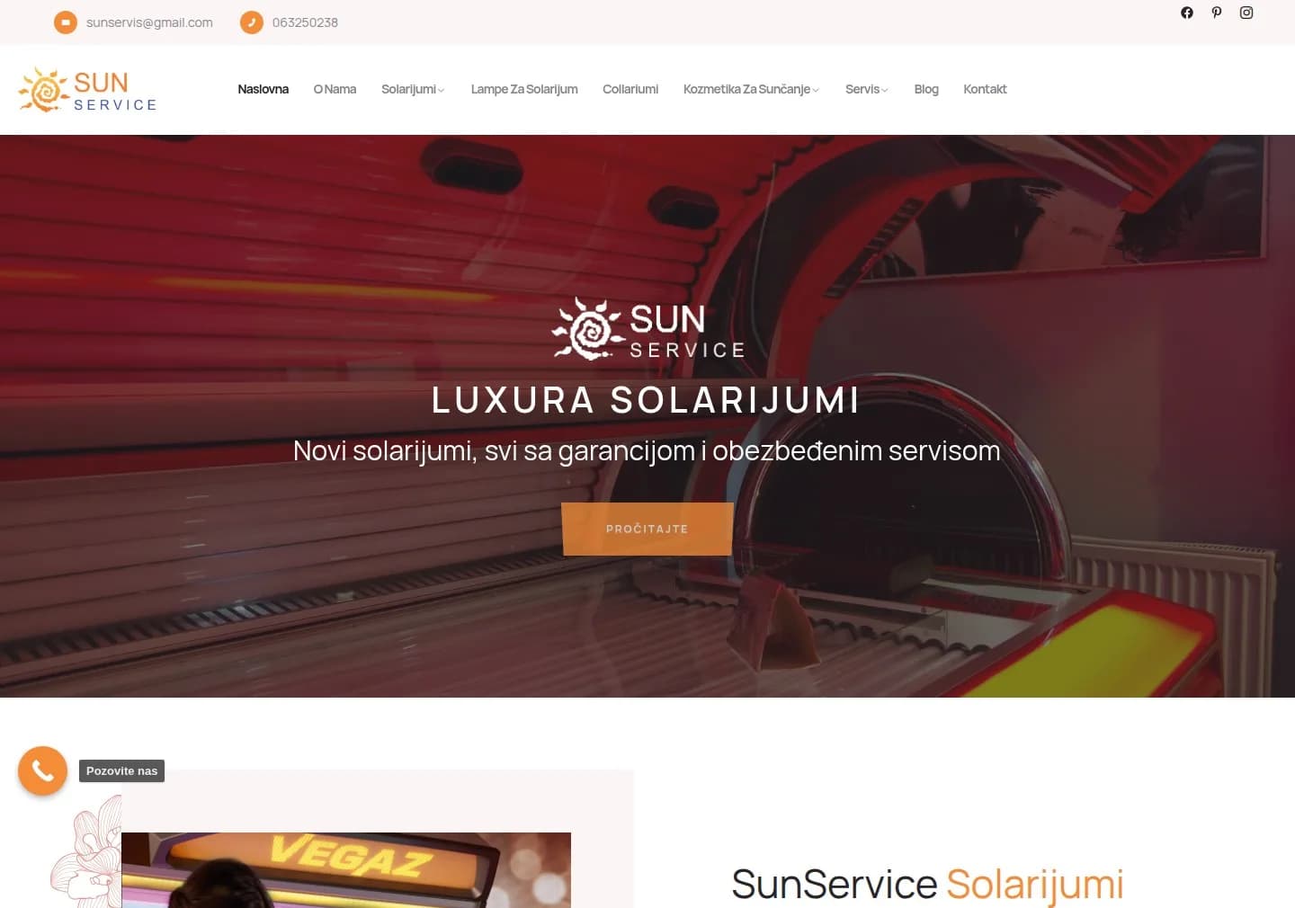 Sajt: SunService Solarijum — prodaja i servis solarijuma