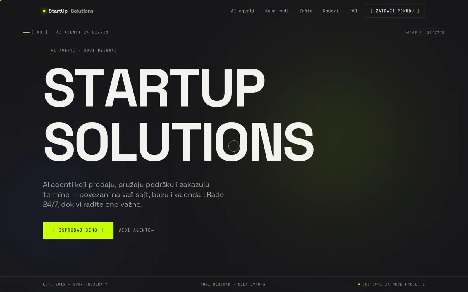 Sajt: StartUp Solutions — AI agenti za biznis